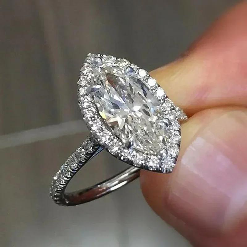 

2026 Classic Marquise Women Wedding Ring Zircon Shine Micro Paved Zircon Stone Copper Color Bridal Girl Engagement s 6