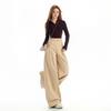 2025 Women's Autumn Khaki Wide-Leg Casual Drapey Floor-Length Pants