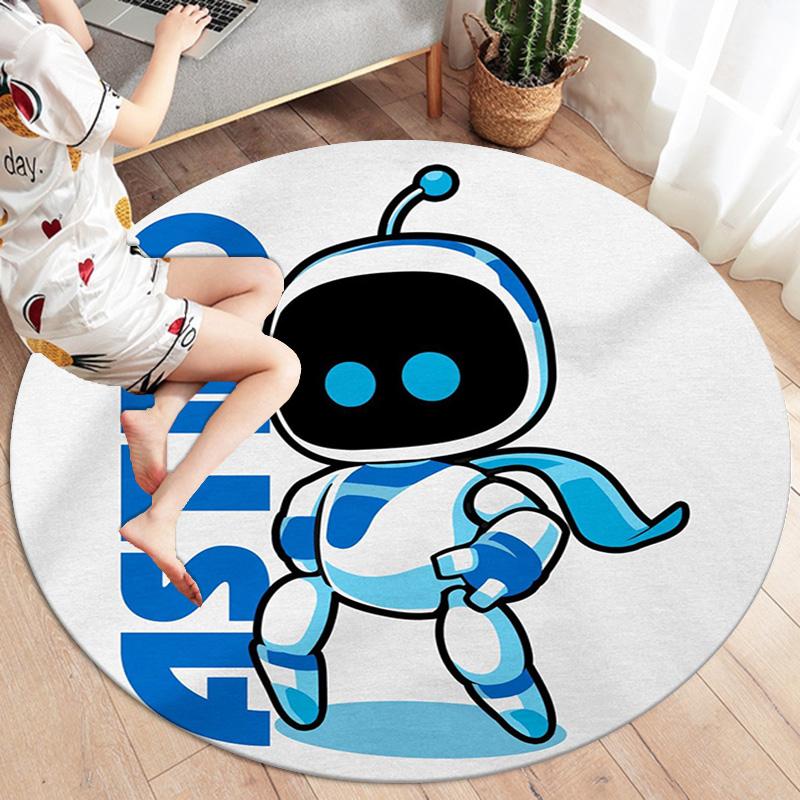 Tappeto Rotondo ASTRO BOT, Tappeto per Soggiorno Camera da Letto Divano Sala Giochi Decorazione, Tappetino Antiscivolo