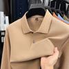 Men S Cotton Long Sleeve Polo Shirt Solid Color Casual Business Top