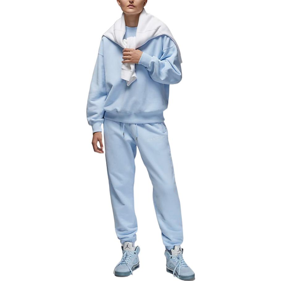 Jordan Pantaloni tricotati conici cu talie elastica si broderie litere, pentru femei, albastru DV6472-411