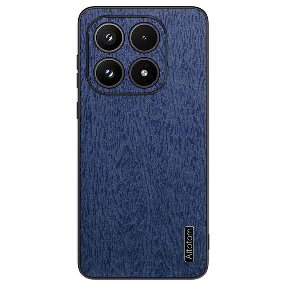 For Xiaomi 17 Case Wood Texture PU Leather Coated PC TPU Phone Cover