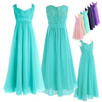 Kinder Mädchen formelles Kleid Chiffon langes Kleid Festzug Abschlussball Party Hochzeit Brautjungfer Blumenmädchenkleid
