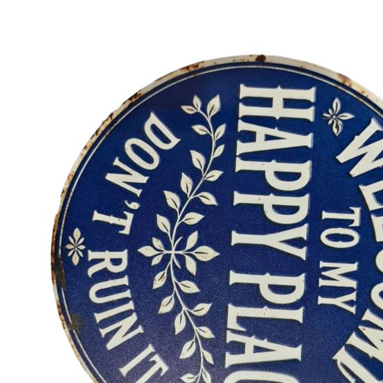 Happy Land Wooden Garden Sign Rustic Wood Plaque Outdoor Wall Decor Weather-Resistant Fade-Proof Hanging Plaque for Home Farmhouse Cottage
