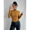 Spring Women's Lace Long Sleeve Stretch High Neck T-Shirt