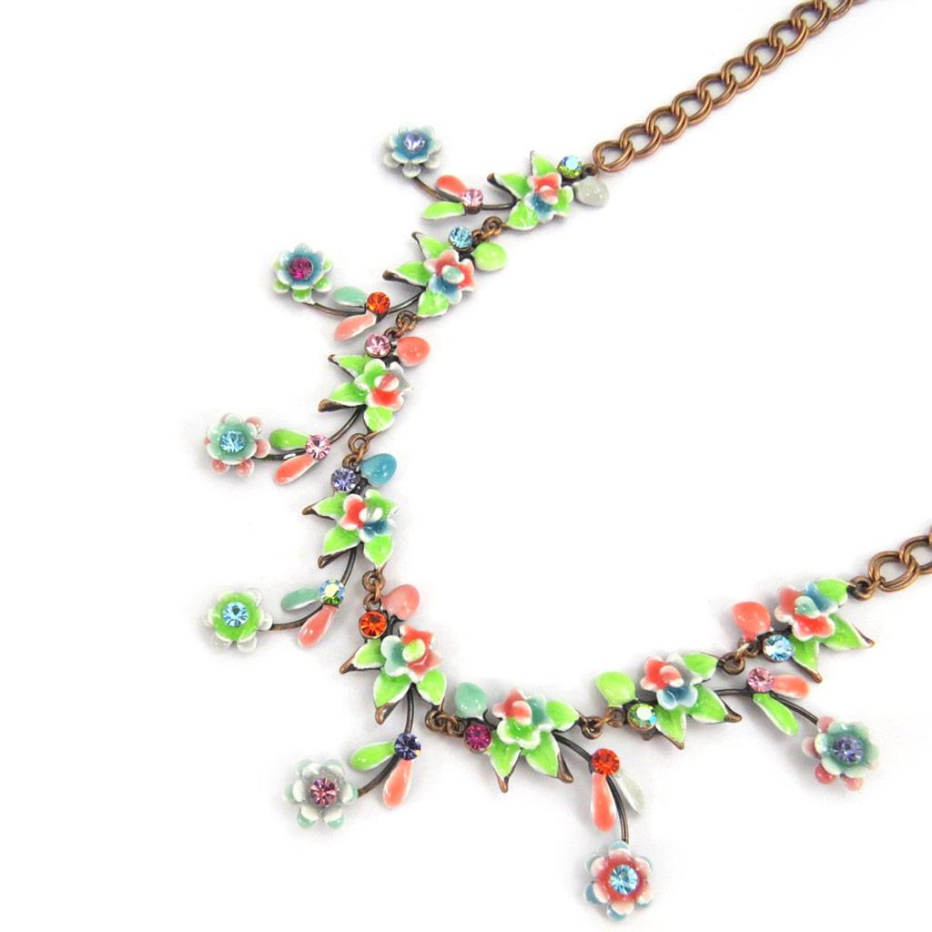 Les Trésors De Lily [A5284] - Collier Créateur 'Parade de Fleurs' Vert