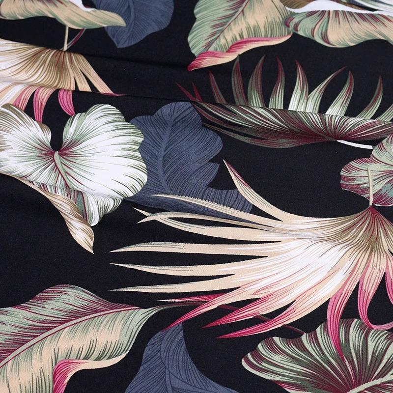 Flower Printed Rayon Viscose Fabric Soft By The Meter for Skirts Pajamas Clothes Cheongsam Diy Sewing Cloth Floral White Green