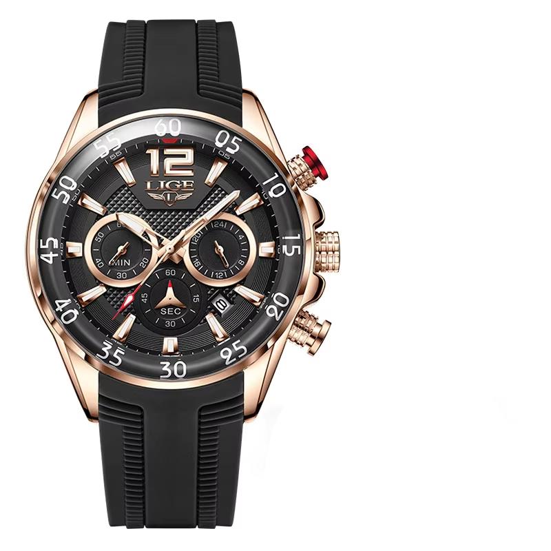 LIGE Fashion Mens Watches Top Luxury Silicone Sports Watch Men Quartz Clock Waterproof Wristwatches Relogios Masculino+Box