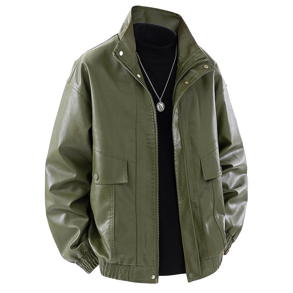 Men's Jacket New Work Jacket Men's Handsome Men's Spring and Autumn Casual Leather Jacket Top