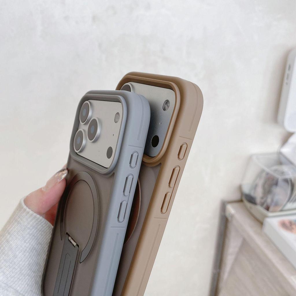 Apple 16 Frosted Magnetic Phone Case with One-word Stand for iPhone 17 Pro Max - Semi-transparent & Protective