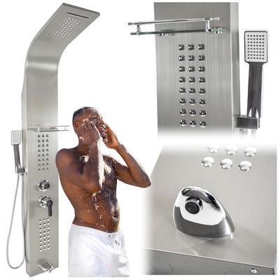 Rain Shower Panel Hydromassage Shelf Set Nickel-Plated Column