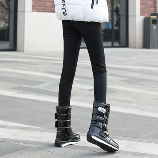 Cizme de bumbac de marime mari pentru femei Cizme de iarnă impermeabile de culoare uni Cizme plate antiderapante rezistente la uzură