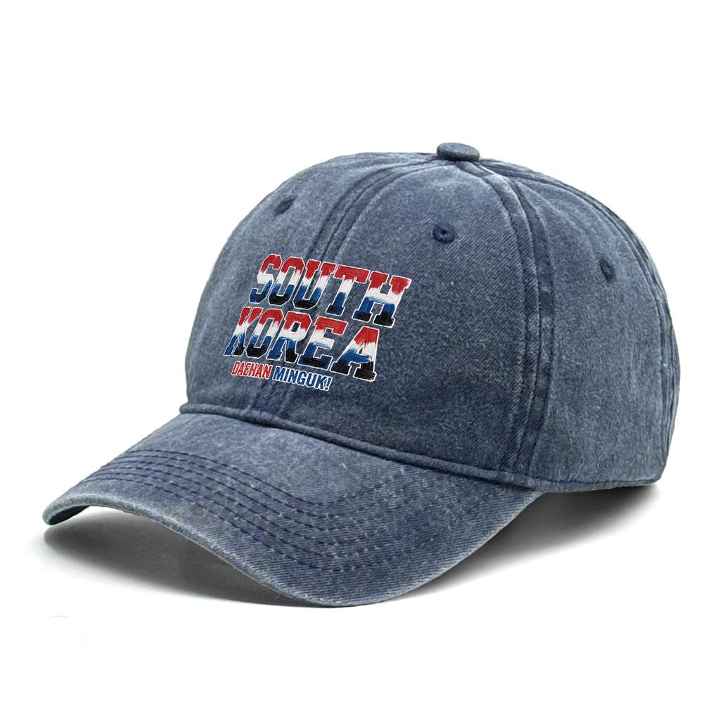 South Korea Flag Printed Baseball Cap Adjustable Sun Hat Fashion Unisex Raw Brim Casual Sports Hat For Street Style Camping