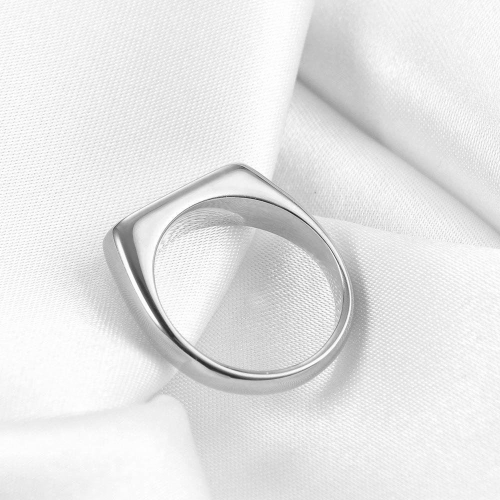 5MM Simple Fashion Stainless Steel Ring with Mother-of-Pearl Inlay & Drip Oil Finish - Versatile Temperament Women's Ring