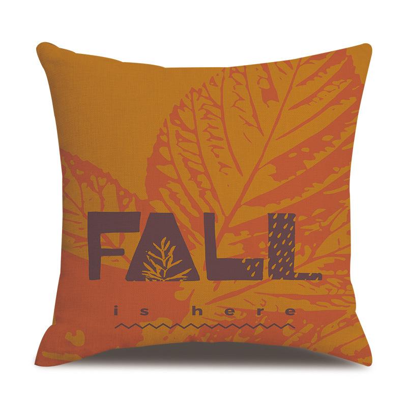 Thanksgiving Linen Pillowcase Autumn Pumpkin Print Pillow Cushion Cover