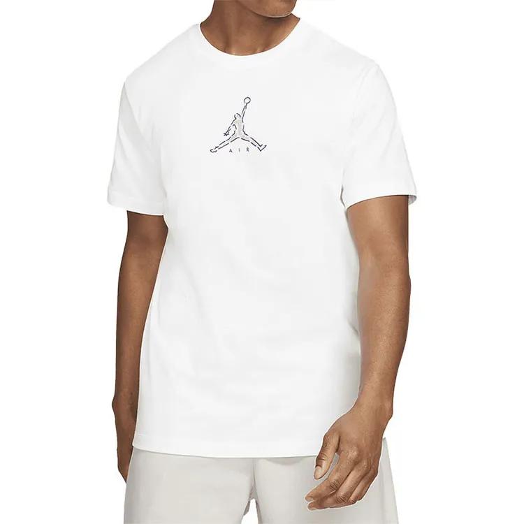 Jordan T Shirts Men's White Crew Neck Moderate Straight Fit (Unisex) T-Shirts CZ8379 100