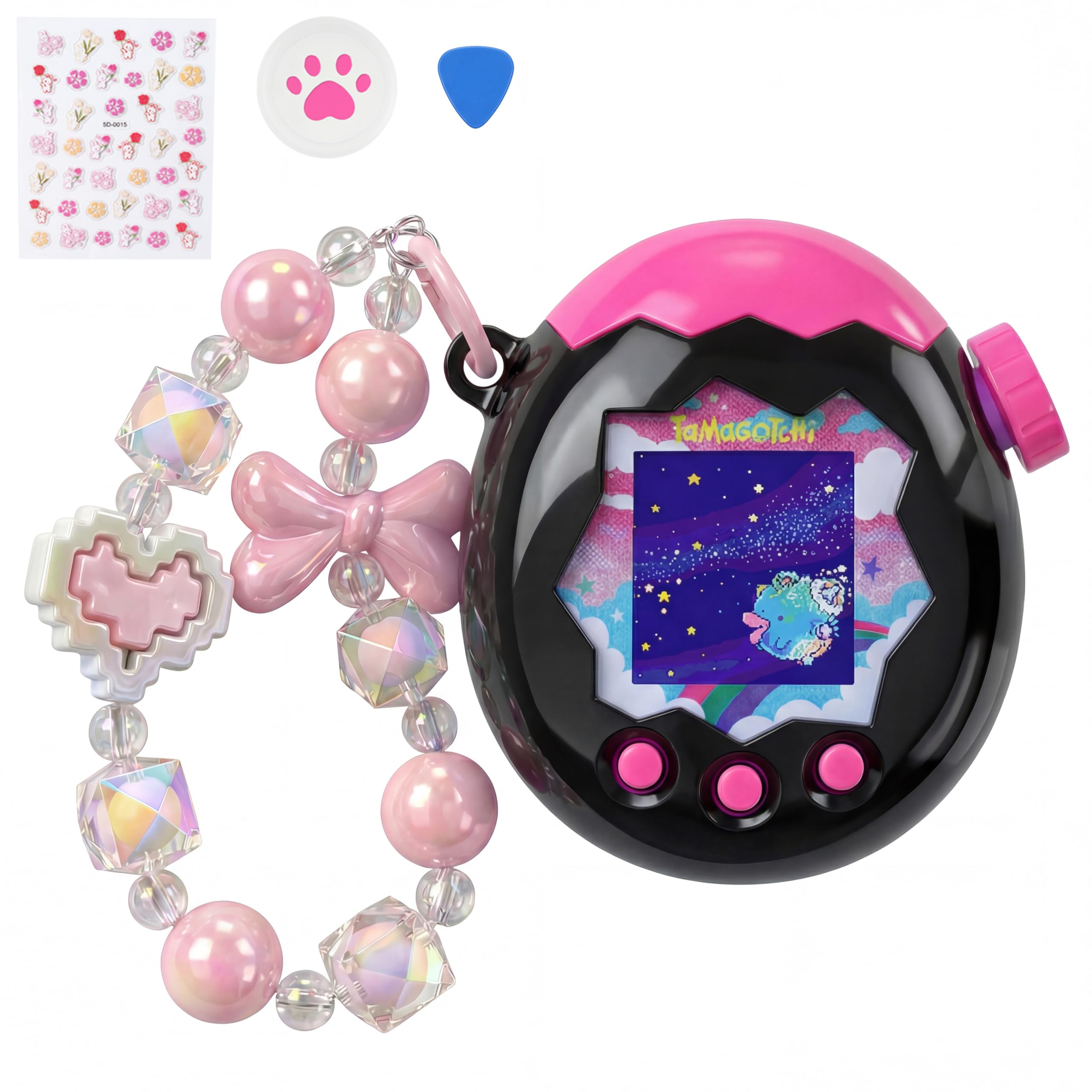 

KUMORINO Release Tamagotchi Paradise Case Set Protective Case Silicone Knob Cap 3D Sticker Bead Tamagotchi Connection Compatible Full Protection