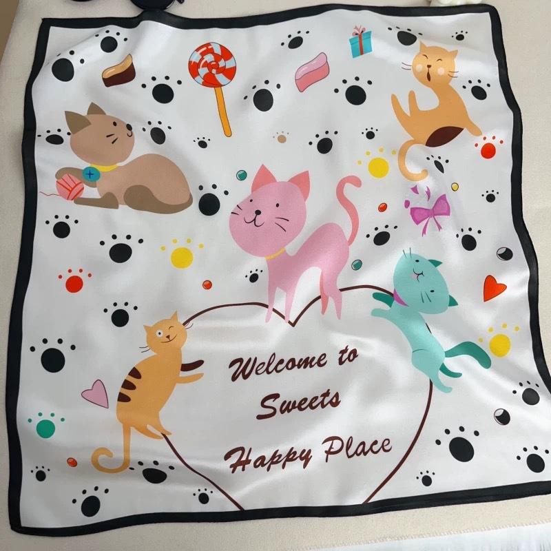 

100% Natural Real Silk Scarf Women Print brand Shawl Neckerchief Female Poncho Bandana Square Scarves Wrap Kerchief Hijab 53cm 53x53cm