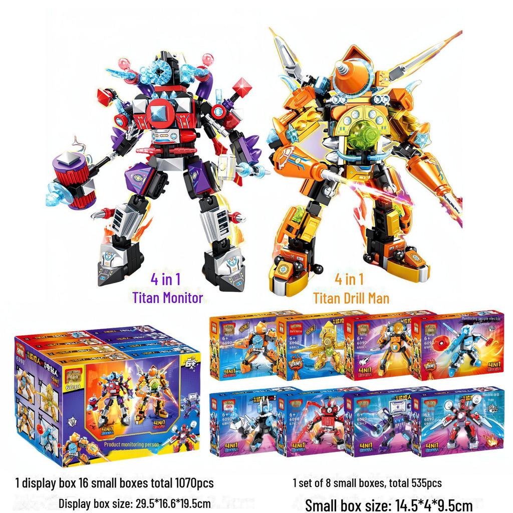 8-in-1 Fire Fighting Robot Building Set for Kids - Compatible with LEGO, Educational Toy