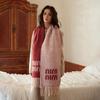Two-Color Wool Blended Leisure Scarf With Letter Pattern-Thick Jacquard Knitted Shawl In Autumn And Winter Hand Washable Decor