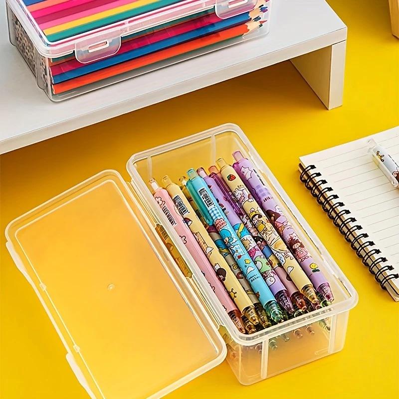 Large Capacity Transparent Pencil Case for Crayons, Colored Pencils, Markers, and Pens