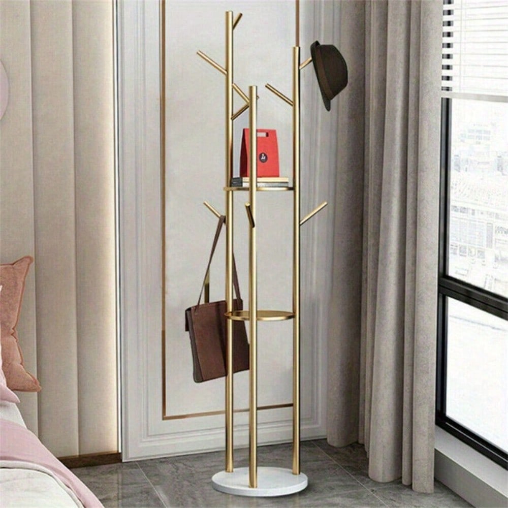 Heavy Duty Marble Coat Rack Stand Tall Clothes Rail Hanger f Bedroom Office Hall