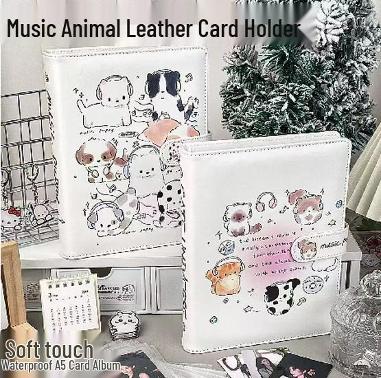 A5 PU Leather Magnetic Buckle Cute Cartoon Diary with Card Holder