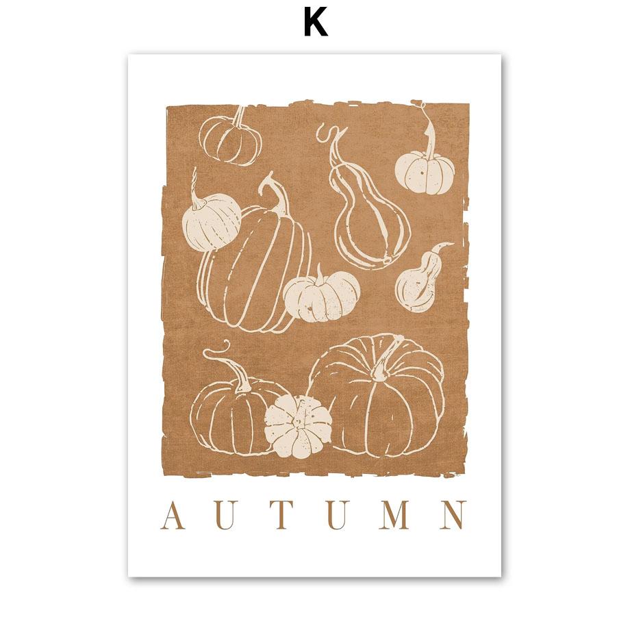Wall Art Canvas Painting Tree Leaves Pumpkin Rabbit Village Autumn Nordic Posters And Prints Wall Pictures For Living Roon Decor