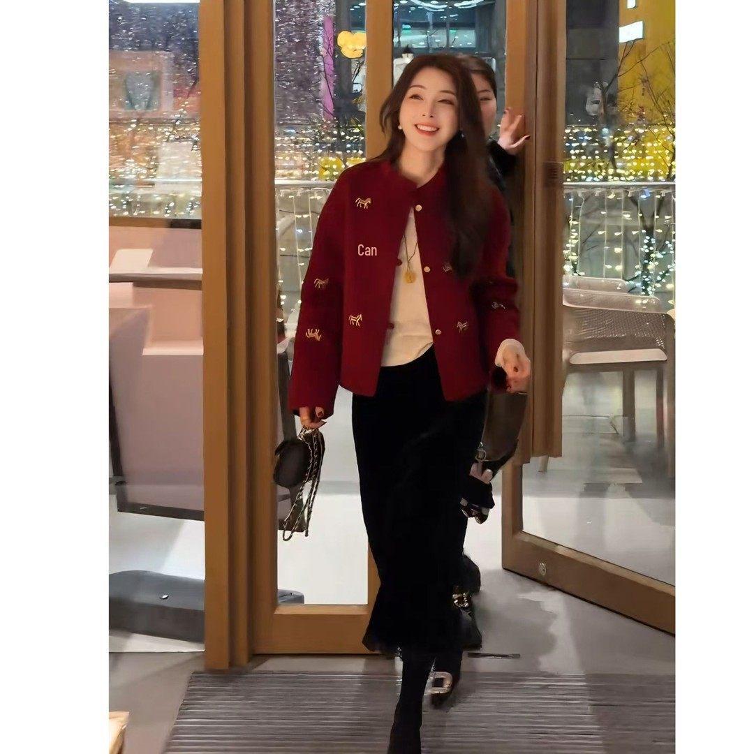 2026 Winter Chinese Style Versatile Jacket & High-Waisted Skirt Two-Piece Set Large