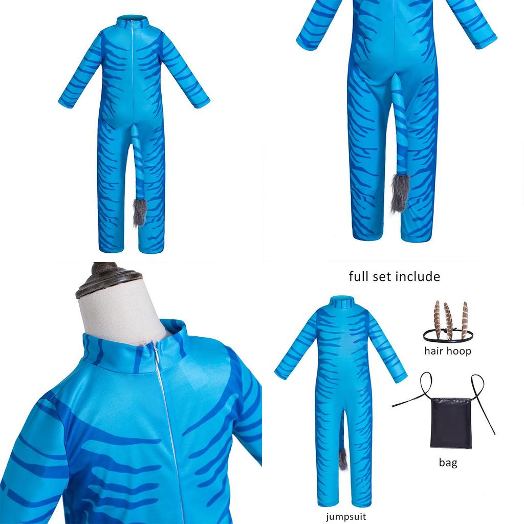 Exquisite Avatar Cosplay Suit For Halloween Party Unisex Kids Jumpsuit Set