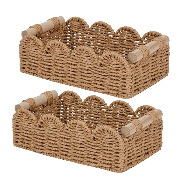 1/2 Stück Handgefertigter Aufbewahrungskorb Rechteckige Kosmetikbox Vintage Toilettenkorb Weidekorb Organizer Haushaltsartikel Spielzeug Snacks Behälter