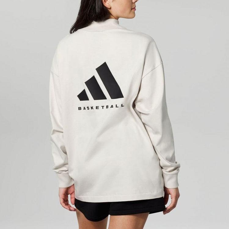 Adidas SS23 Solid Color Loose Fit Long Sleeve T-Shirt Unisex Tops Gray White IR8487