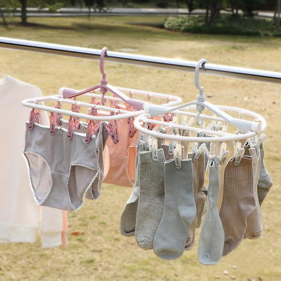 Yousheng Socks Underwear Drying Rack Clothes Hanger with 360-Degree Rotating Hook Windproof Storage Laundry Rack