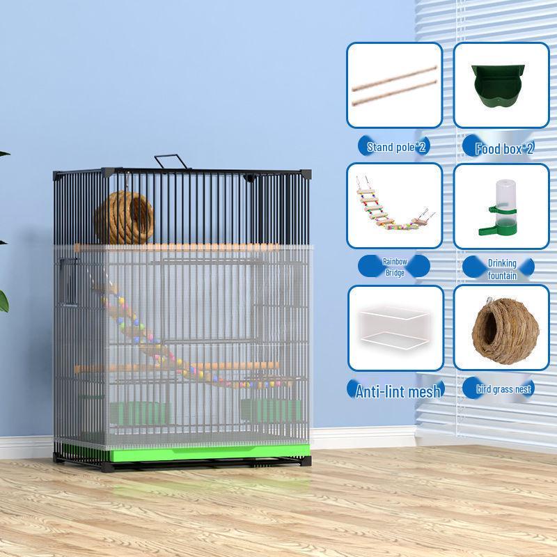 

Посилена велика клітка для великих птахів, таких як какатіли та піони, з гніздовою коробкою 60cm H, 42x31cm, no wheels, Package 11 чорний