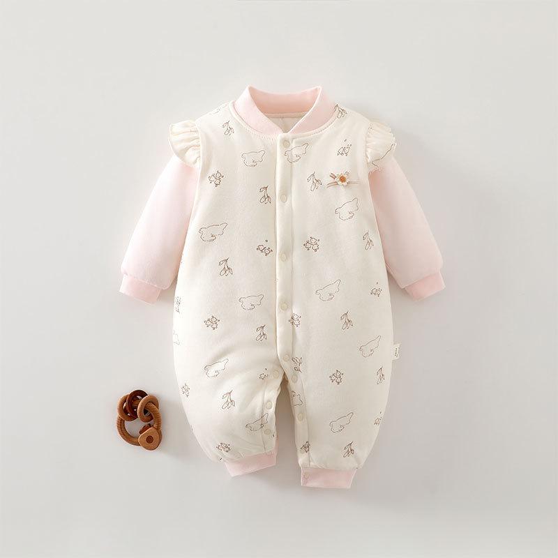 Thickened 120g Cotton Winter Baby Jumpsuit - Warm Padded Bodysuit for Crawling