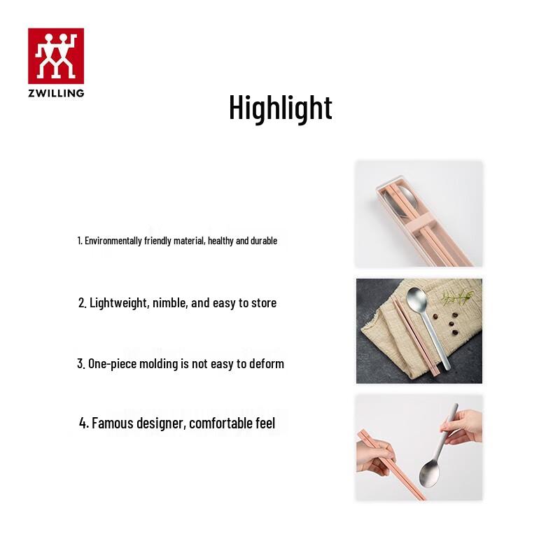 Zwilling Pink 3-Piece Portable Cutlery Set