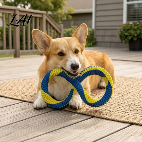 Training Toys for Aggressive Chewers Dog Tug Toy Nylon 8-Shaped Chew Interactive Teeth Cleaning Dogs Rope Chewers Outdoor Training of War