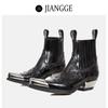 Spanish Trendy  Men Punk Chelsea Autumn and Winter New Western Cowboy Women's High Heel Square Head Short Boots