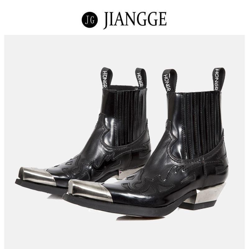 Spanish Trendy  Men Punk Chelsea Autumn and Winter New Western Cowboy Women's High Heel Square Head Short Boots