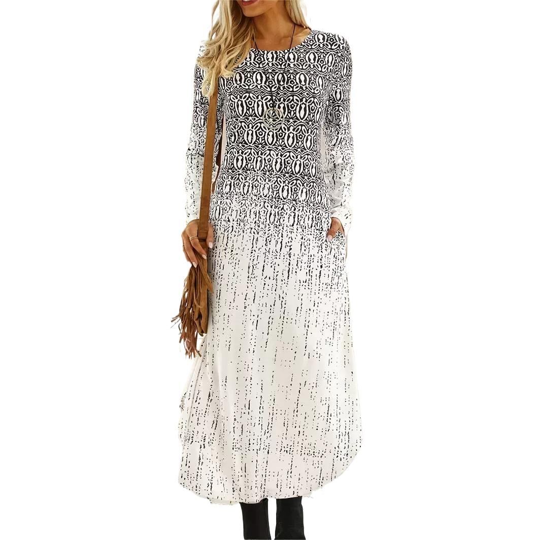 IHUASU Женские повседневные платья с принтом и круглым вырезом — фото 6