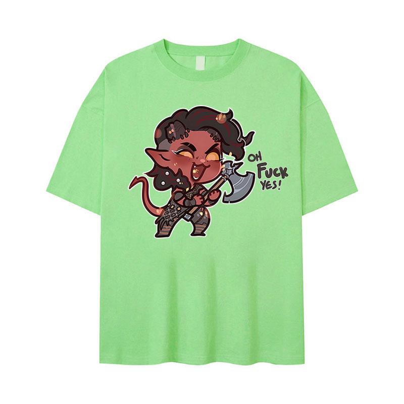 T-shirt Graphique Drôle Karlach Baldur's Gate 3 Hommes Femmes Mode Col Rond Manches Courtes T-shirts Décontracté 100% Coton T-shirt Surdimensionné