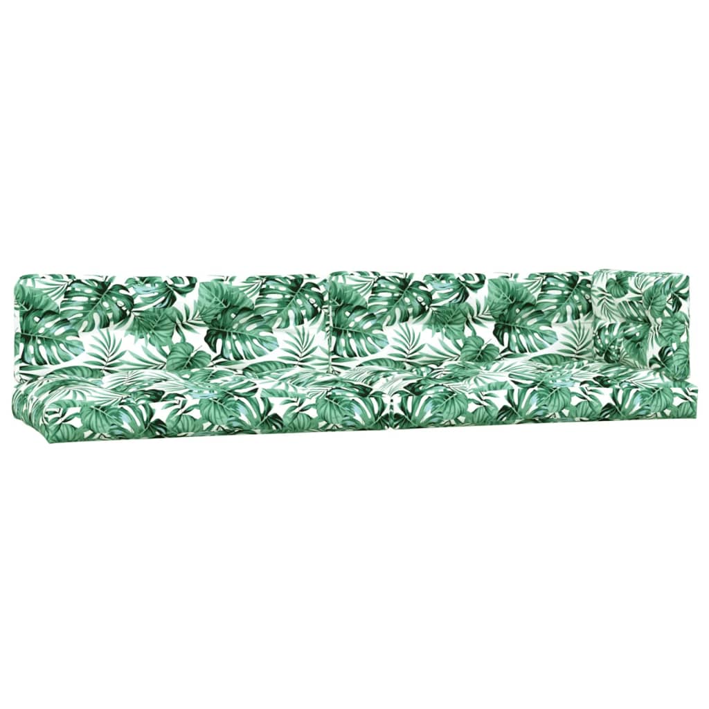 5 Piece Pallet Cushions with Leaf Pattern Fabric