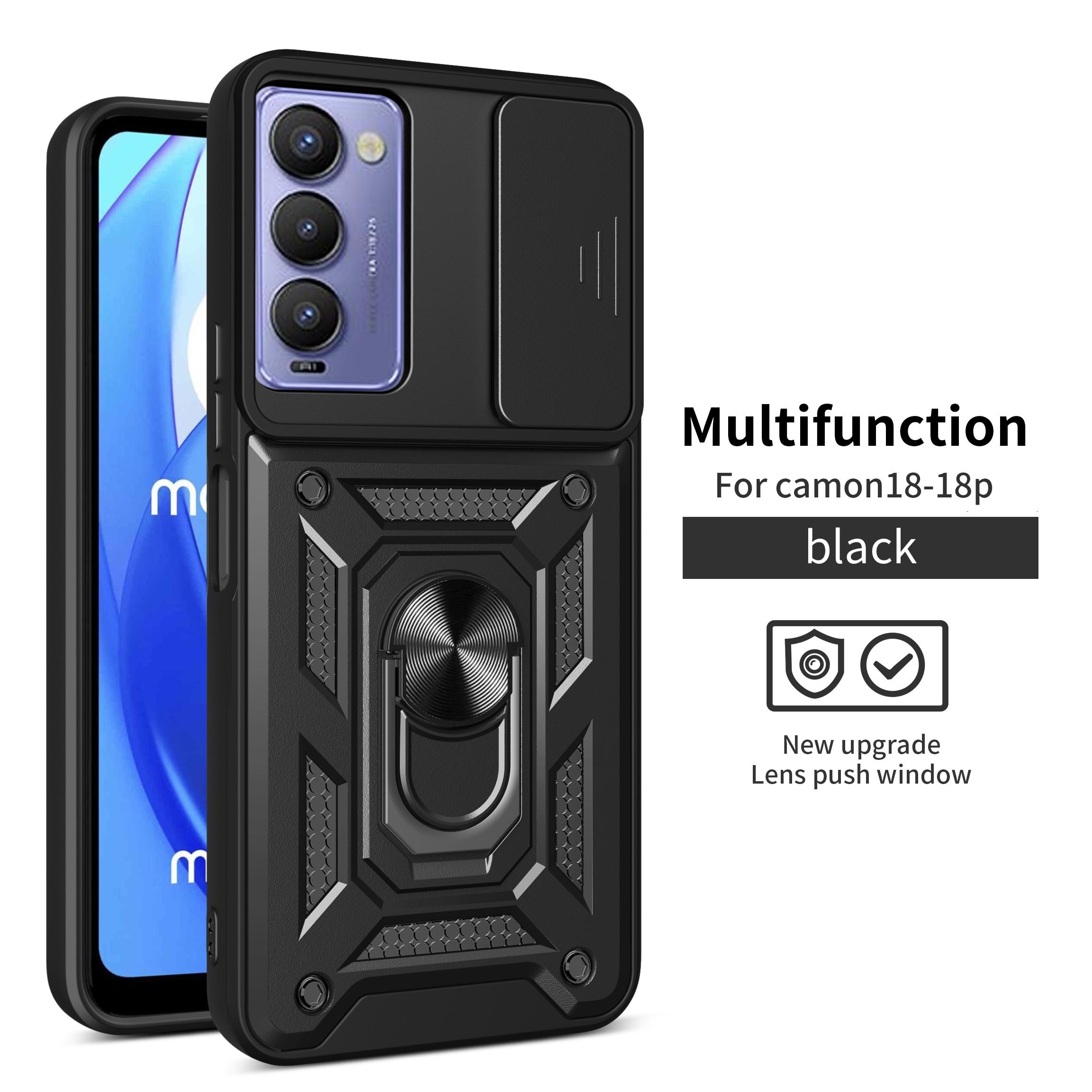 

For Tecno Camon 18P Case Tecno Camon 18 Cover Camon 18 18P Magnetic Ring Holder Armor Phone Case Slide Camera Protect Back Cover Tecno Camon 18