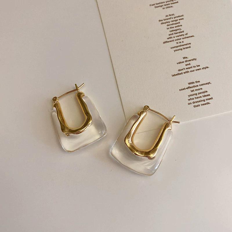 1 par hengende øredobber for kvinner Vintage U-formede oljematchende drypp Glatt farge Ball Huggie øredobber Pendling Dingle