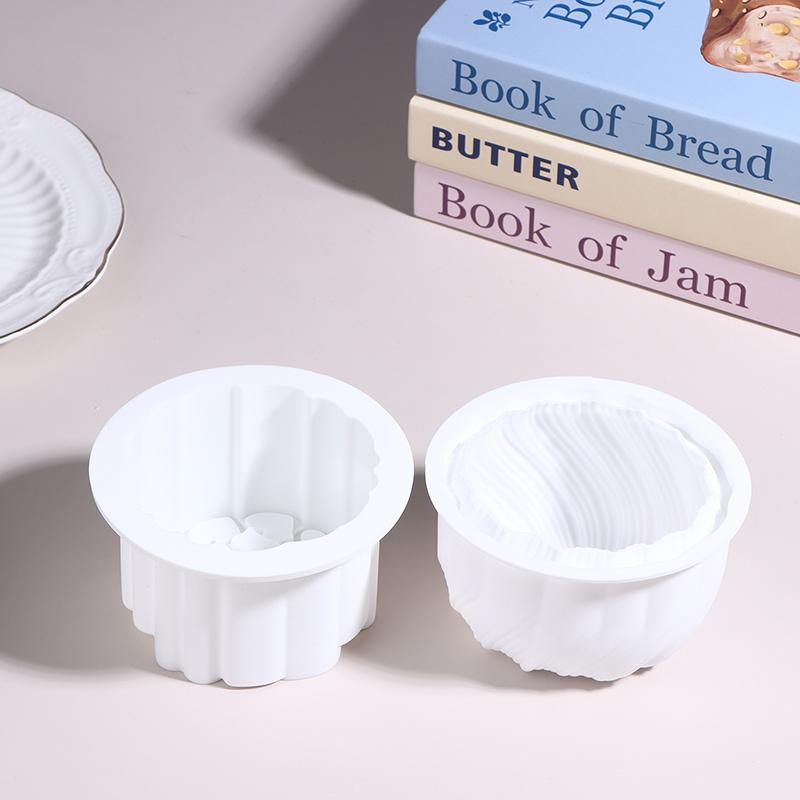 4 Inch Round Rotating Heart Flower Basket Coil Texture Design French Mousse Cake Mould Silicone Cake Mold Kitchen Bakeware