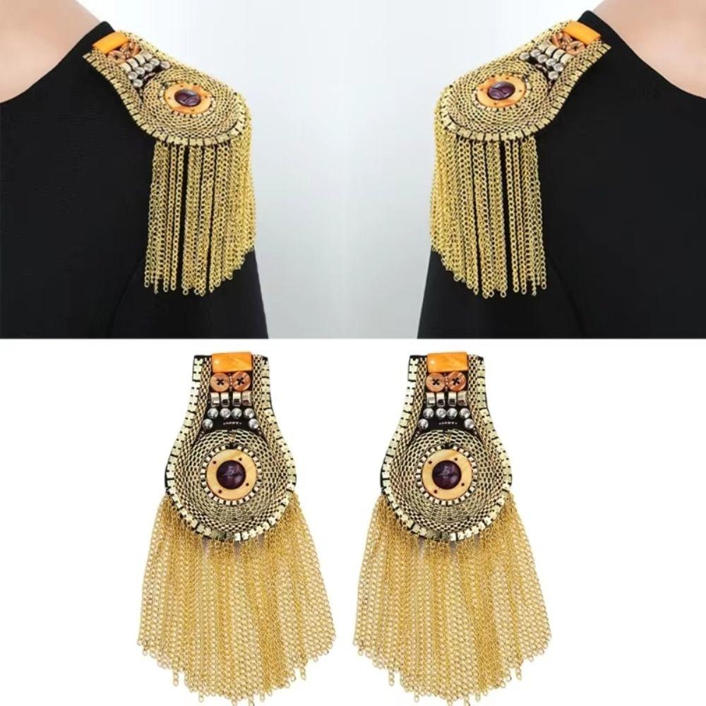 Pin Rivet Shoulder Badges Breastpin Jacket Vintage Brooch Retro Club Tassel Chain Epaulette  Gift