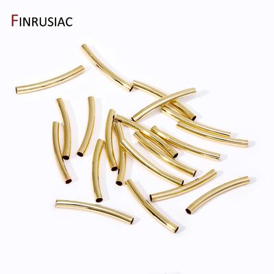 14/18k Gold Plated Brass Smooth Long Curve Tube Spacer Beads,20/30mm Tube Beads Connectors For DIY Jewelry Making Accessories