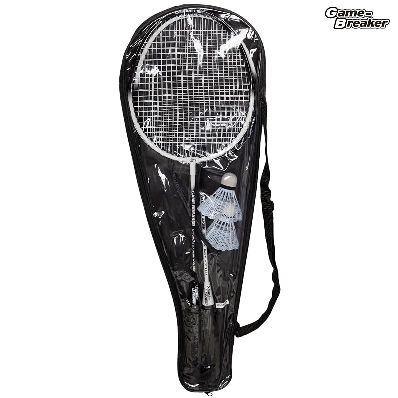 Onda Badminton Set: 2 Rackets, 2 Shuttlecocks, and Storage Case. Lightweight, suitable for beginners and practice. Available in Black and White.