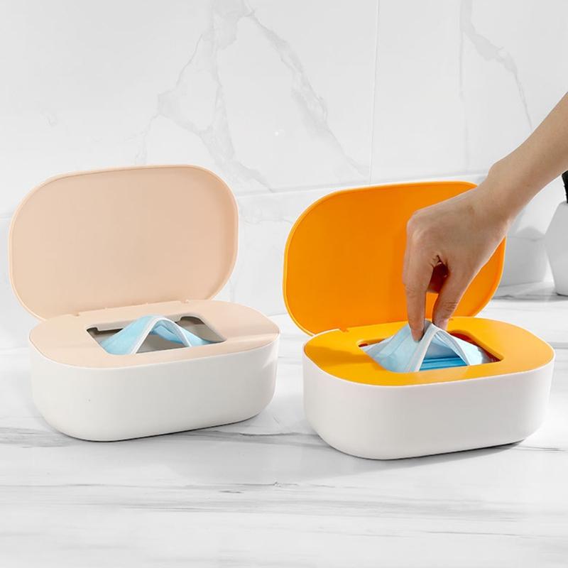 4 cores para escolher Caixa de armazenamento conveniente Contém no máximo 40 máscaras Pode colocar guardanapos Sacos plásticos Luvas descartáveis dentro