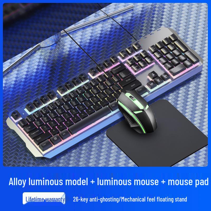 Xia Ke Silent Mechanical-Feel Wired Keyboard & Mouse Set for Desktop/Laptop Office Use